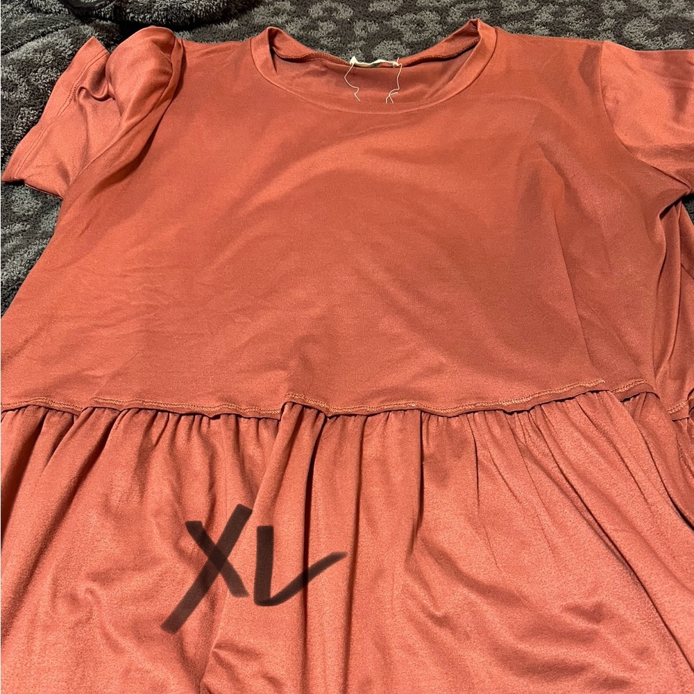 Rust Orange Peplum Top